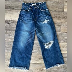 Urvin Japan Blue Distressed Wide-Leg Jeans